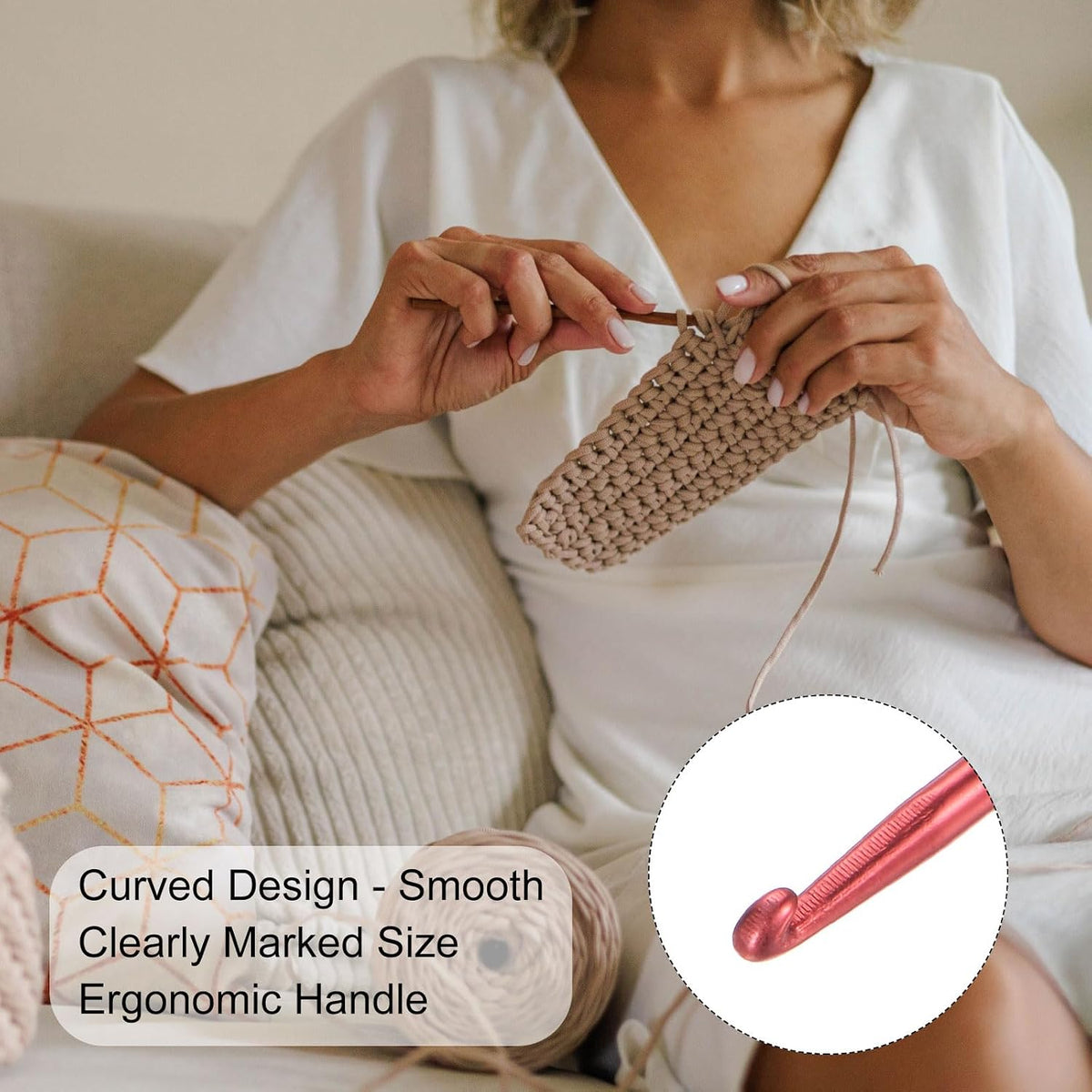 uxcell Aluminum Crochet Hook 2mm US Size(Size 0) Needle Red 10Pcs