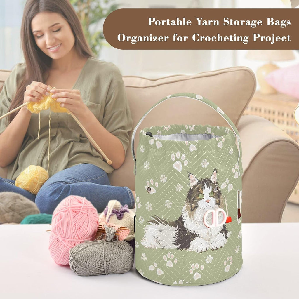 Fustylead Fluffy Norwegian Forest Cat and Paw Prints Knitting Yarn