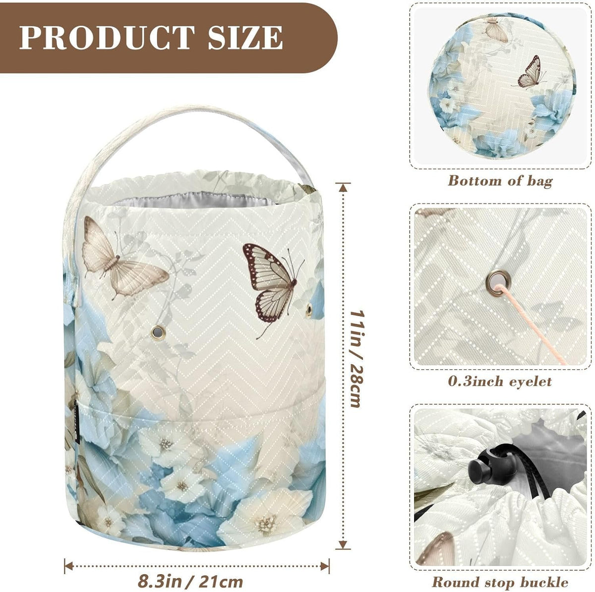 YETTASBIN Flowers Butterflies Yarn Storage Bag, Large Crochet Knitting