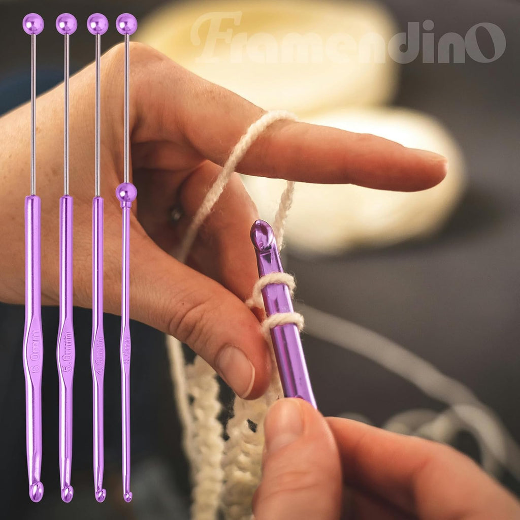 Framendino, 24 Pack Beadable Crochet Hooks 3 mm 4 mm 5 mm 6 mm