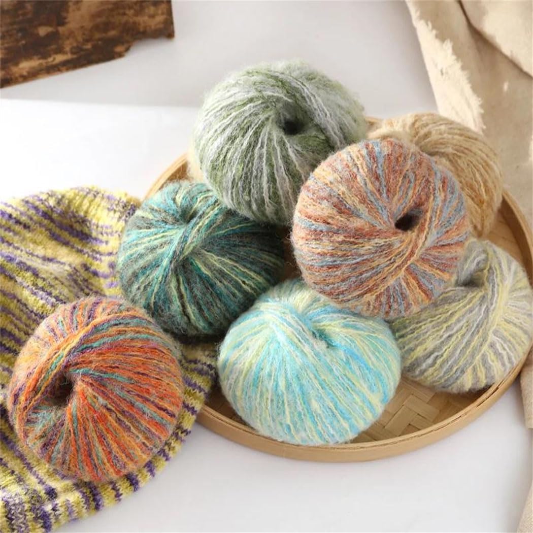 300G 6-Piece Gradient Wool Acrylic Blend Yarn For Knitting And Crochet