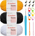 Crochet Yarn for Beginners, Cotton Yarn for Crocheting, 3 Pack
