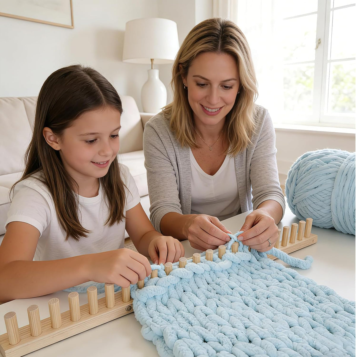 ARTACE 46" Chunky Blanket Loom, Large Adjustable Wooden Loom Frame