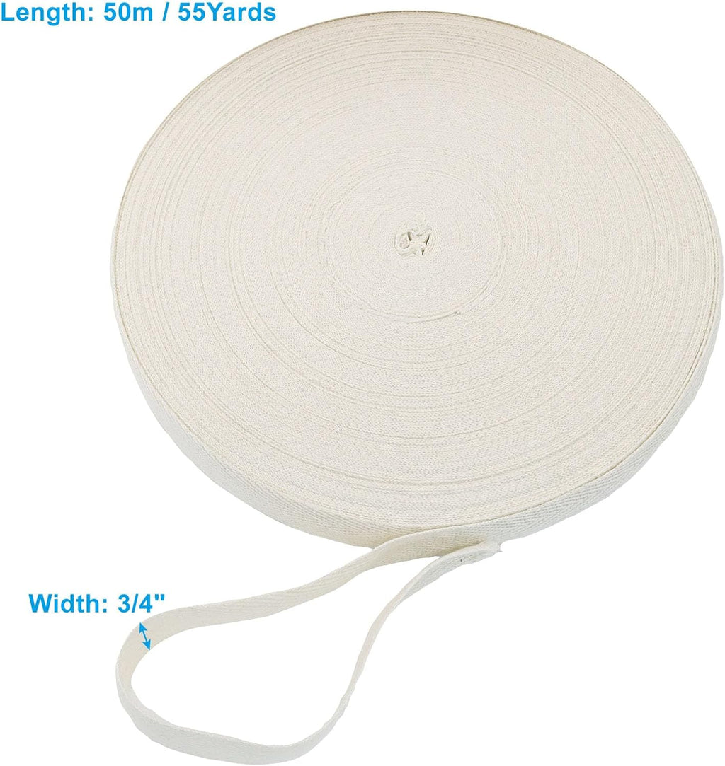 54.7Yards 3/4Inch Soft Cotton Twill Tape, Beige