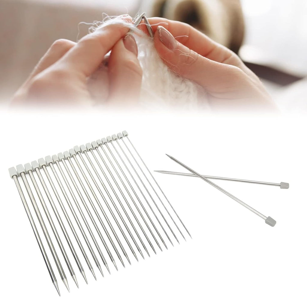 11 Pairs of Stainless Steel Knitting Needles, Metal Knitting Needles