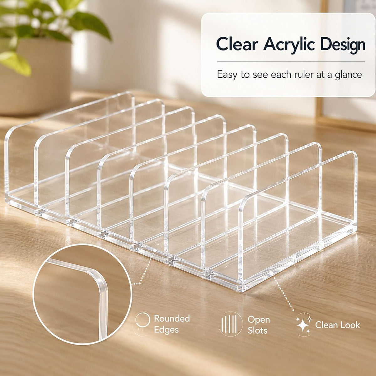 Quilting Ruler Holder, Lolytama 7-Slot Clear Organizer for Sewing Desk