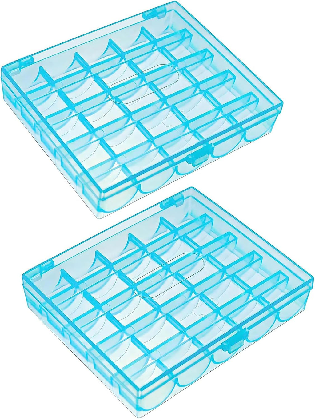 2 Pack 25 Slots Empty Bobbins Spools Box, Sewing Craft Plastic Case