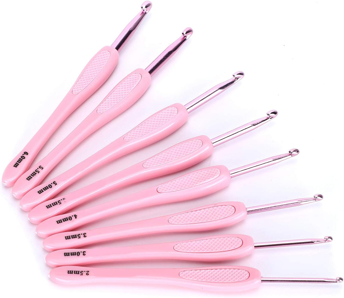 Changor 8pcs Crochet Hooks, Ergonomic Plastic Handle Knitting Needles