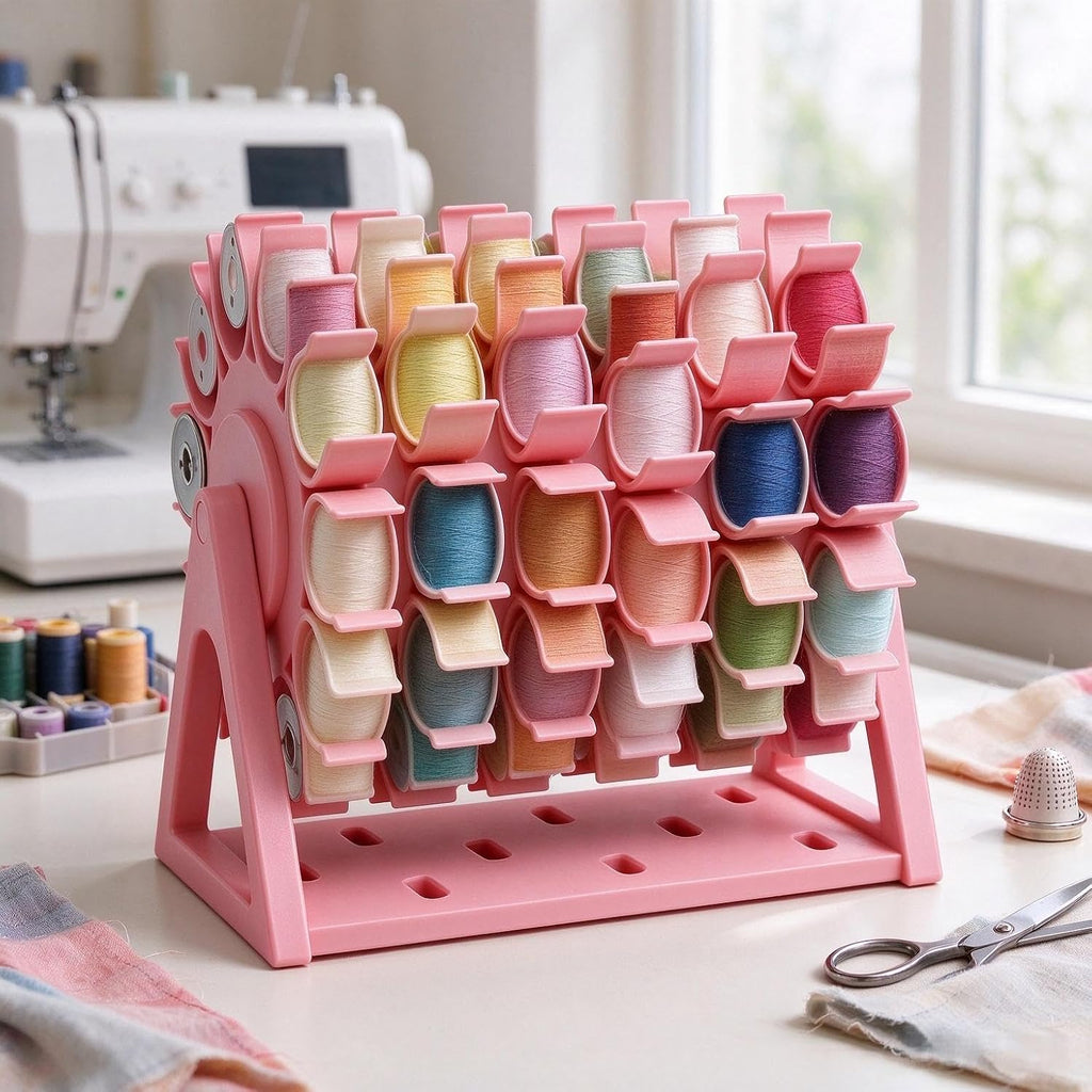 "JQZXHQ Rotating Bobbin Thread Organizer, 60‐Slot Craft & Sewing