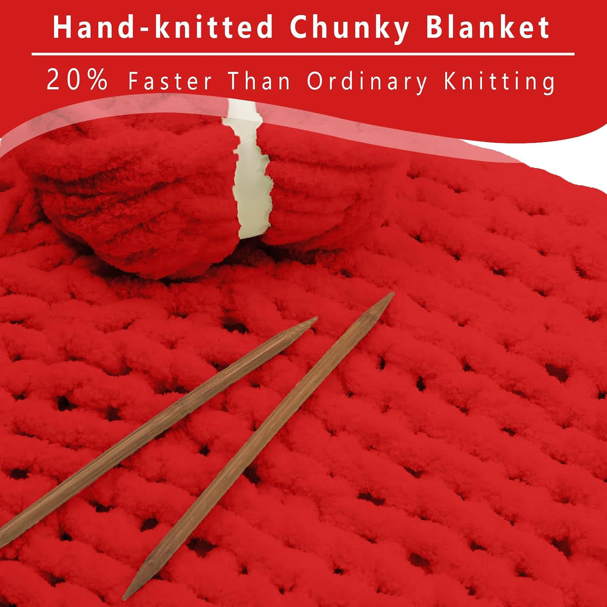 8 Pack Red Chunky Yarn for Hand Knitting, Chunky Chenille Yarn, Jumbo