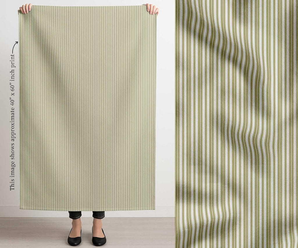 Soimoi Cotton Canvas Fabric - Stripe Print, Olive Green | 42" Wide