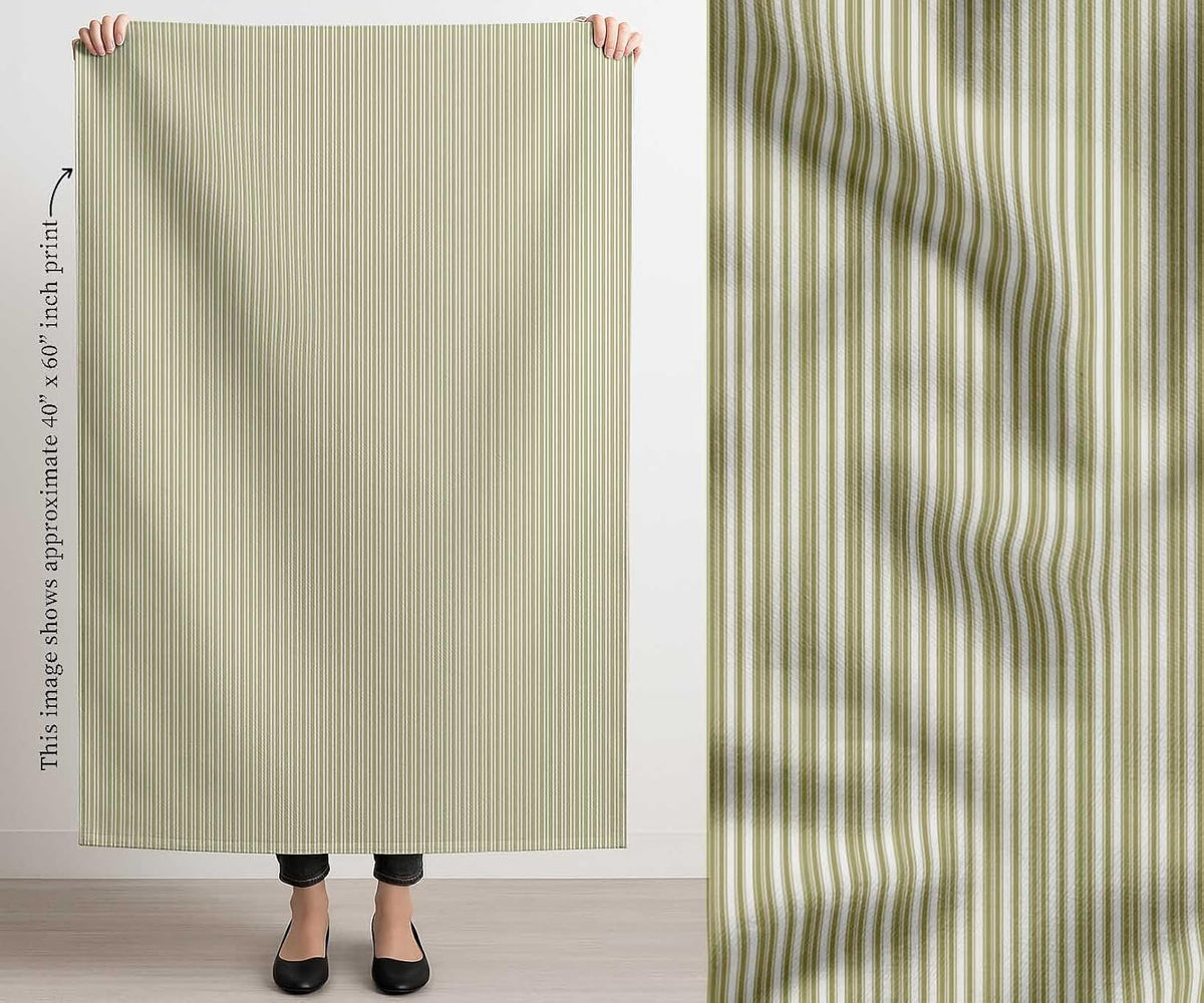 Soimoi Cotton Canvas Fabric - Stripe Print, Olive Green | 42" Wide