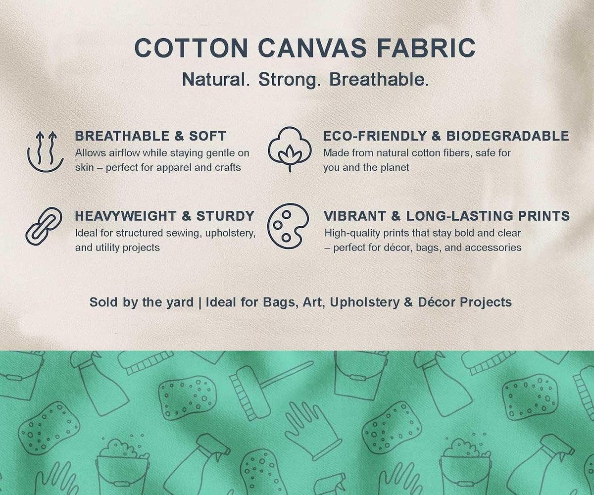 Soimoi Cotton Canvas Green Fabric - by The Yard - 42 Inch Wide