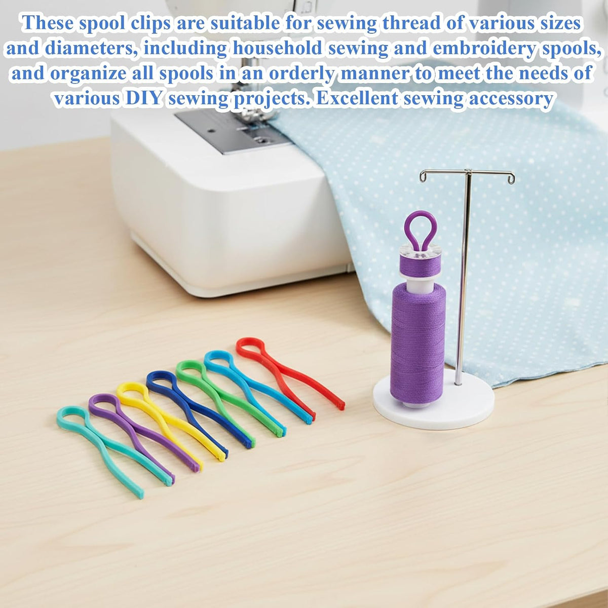 100PCS Bobbin Clips, Bobbin Holder Clips, 5 Colors Thread Spool Clip