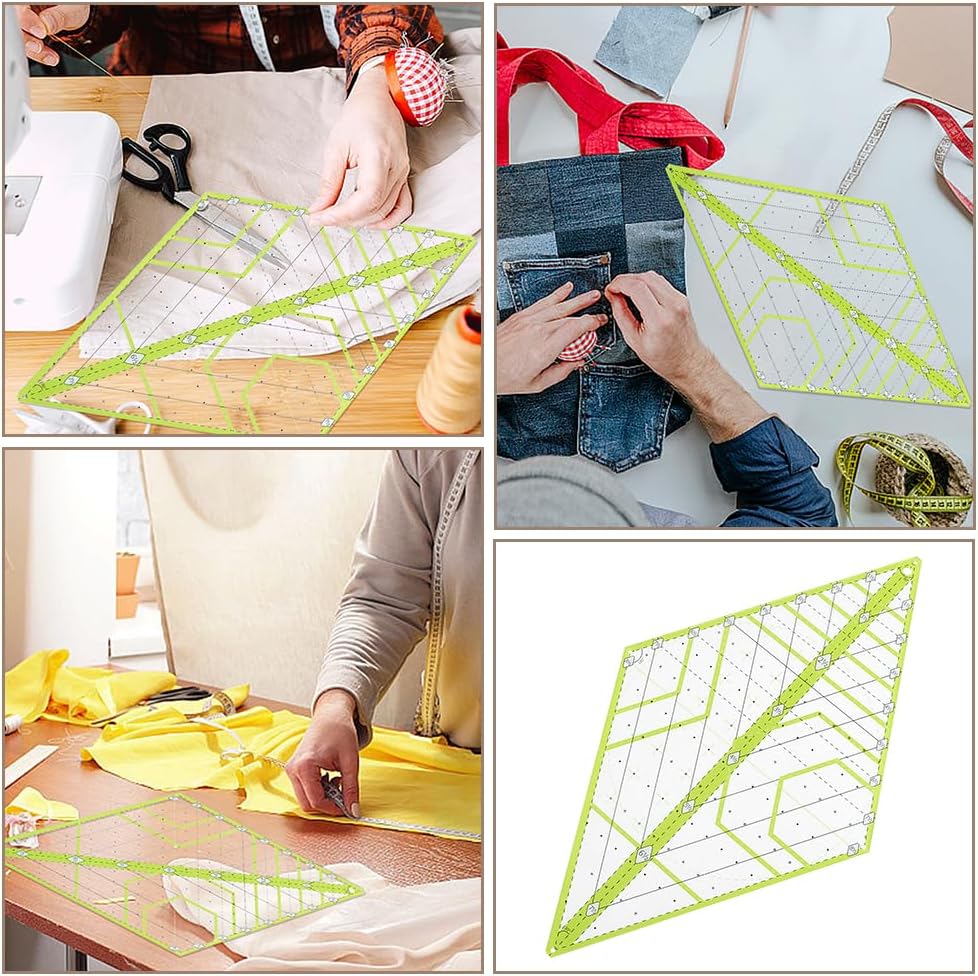 INFUNLY 60 Degree Diamond Quilting Ruler Green Acrylic Patch Templates