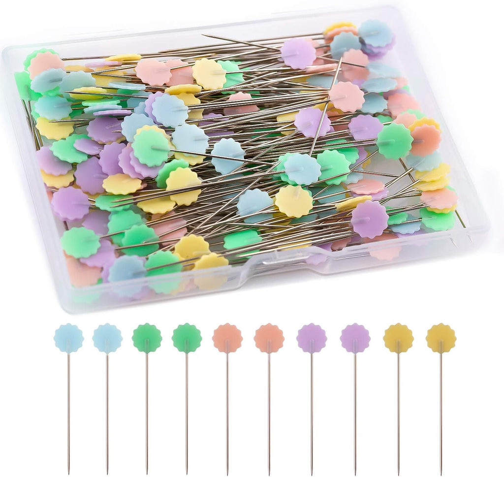 Luter 200pcs Flat Flower Head Pins with a Storage Box Quilting Pins