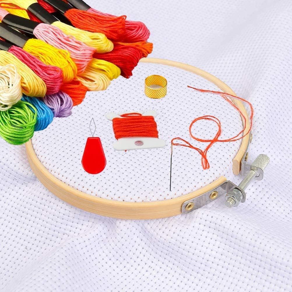Cldamecy 3 Pieces Embroidery Hoops 7/8/10 inch,Round Bamboo Adjustable