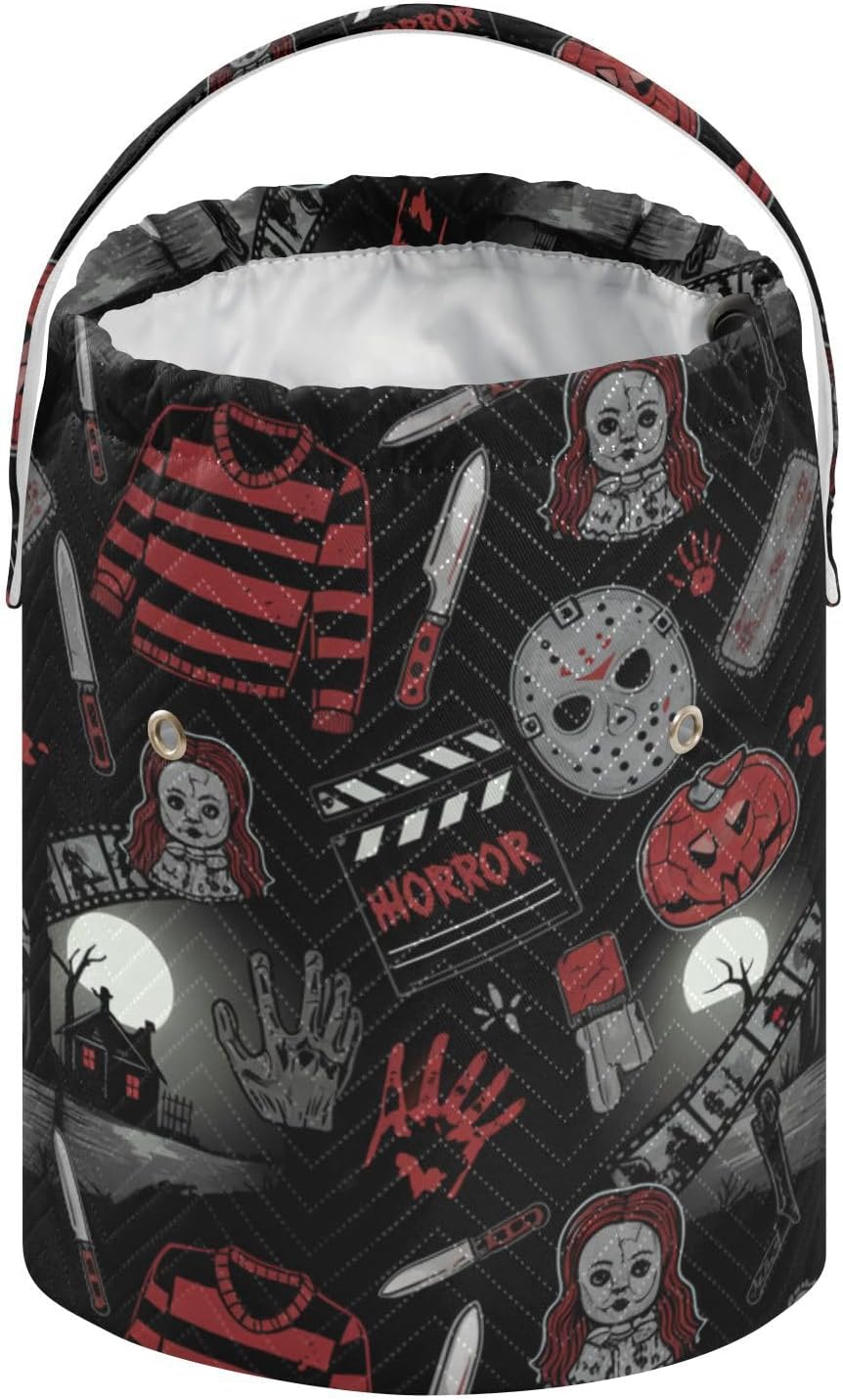 Horror Movie Elements Seamless Pattern Crochet Bag Crochet Organizer
