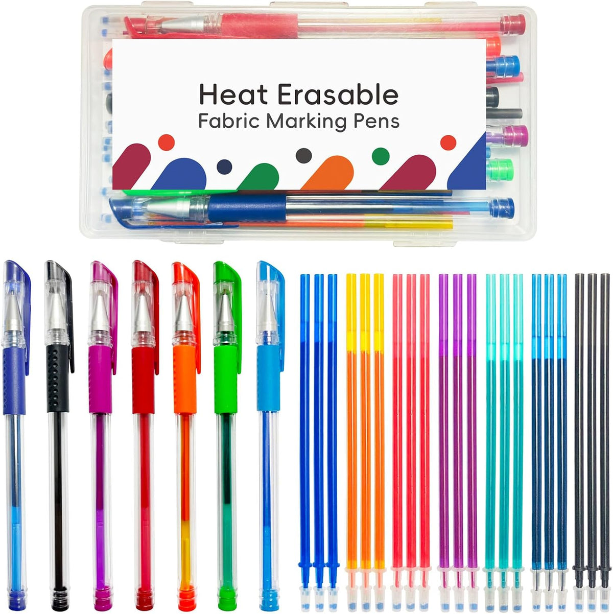 Jauisus 7 Color Heat Erasable Pens for Sewing with 21 Refills, 0.5mm