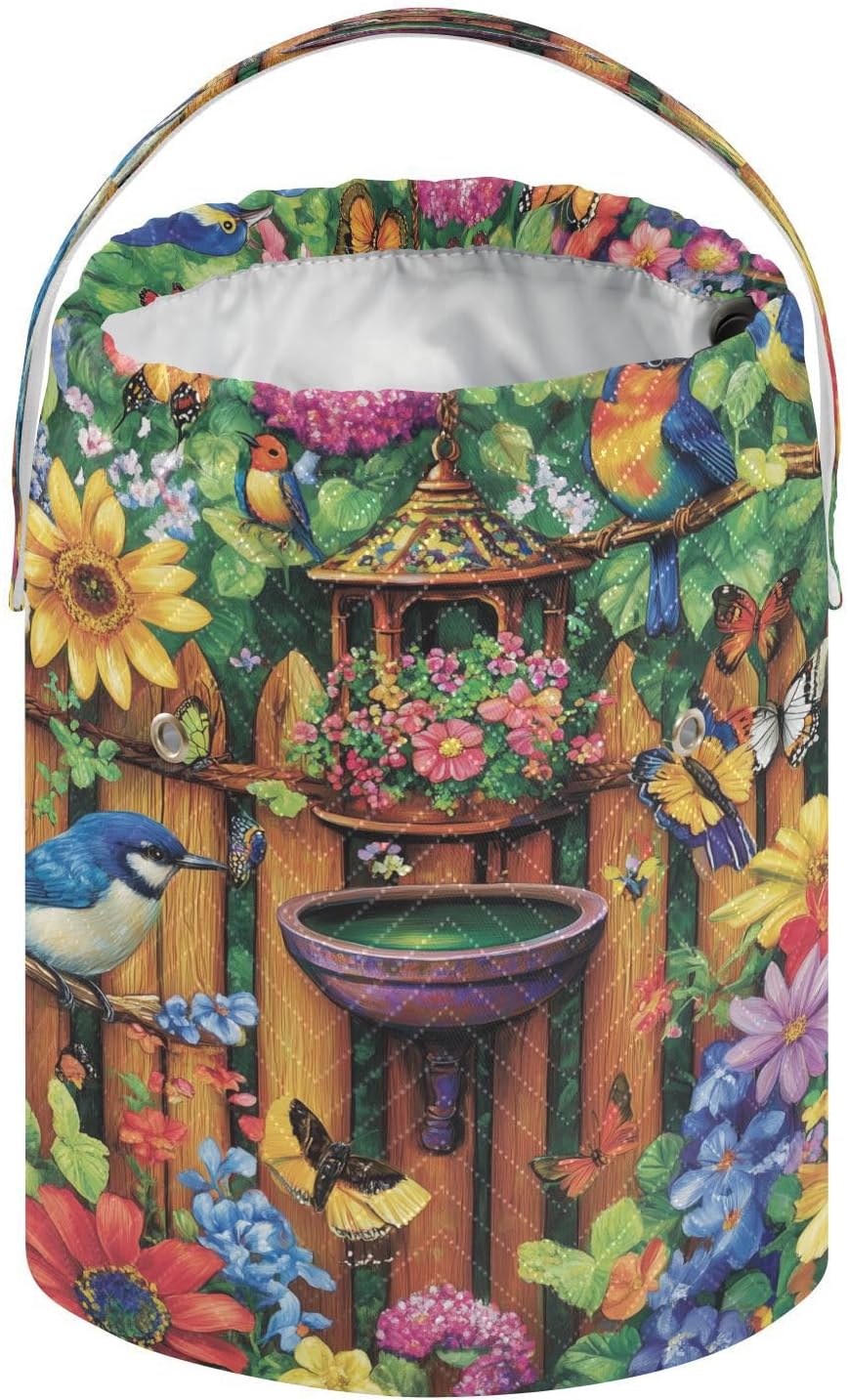 Butterfly Flowers Birdbath Garden Crochet Kit Bag Organizer Yarn