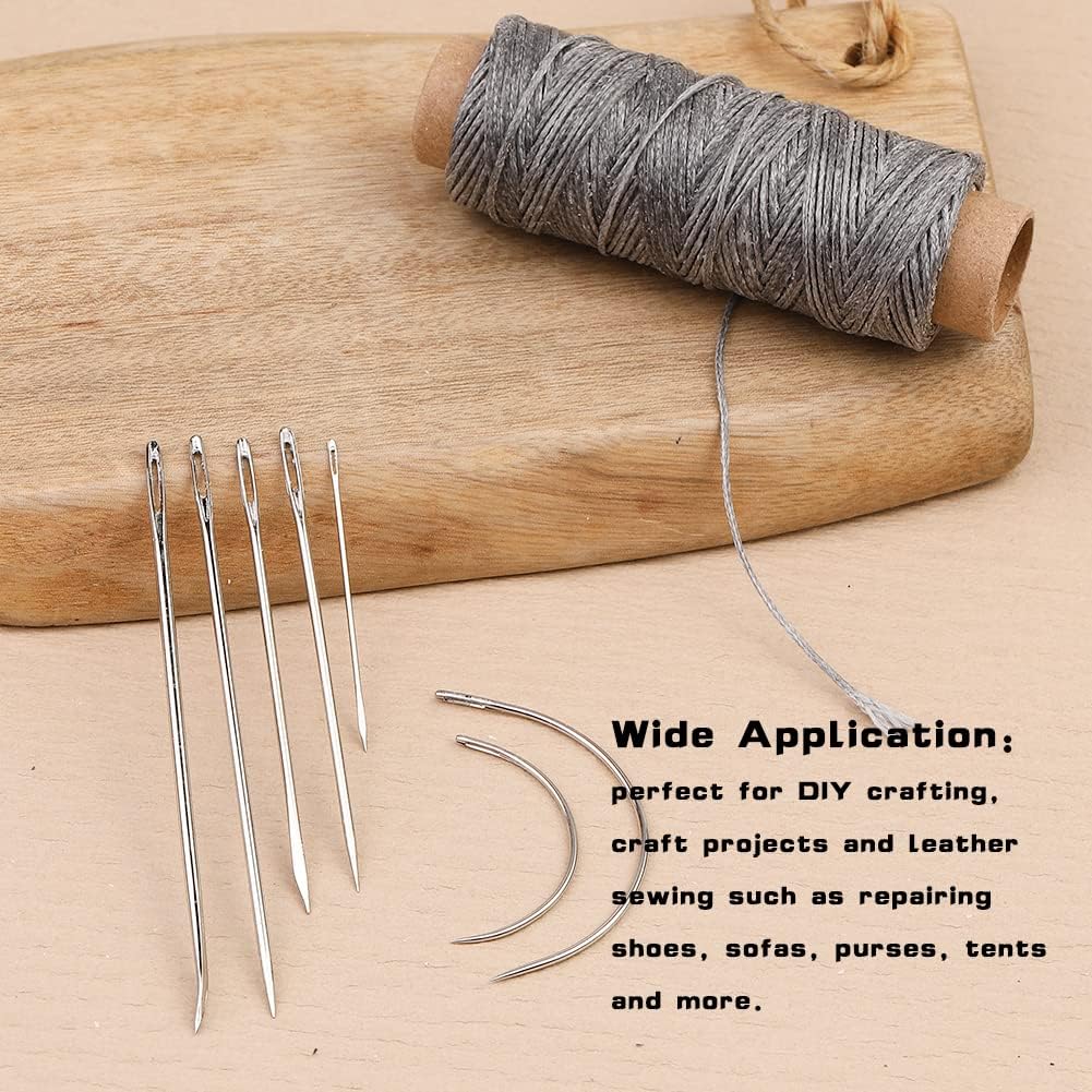 Ftyiwu Waxed Thread 55 Yards, Leather Sewing Waxed Thread Dark Gray