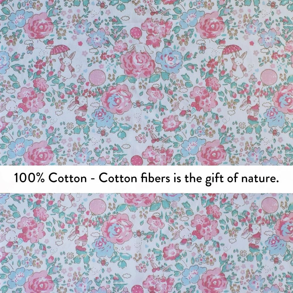 100% Cotton Precut Fabric,39"x63",Blue Floral Print for Quilting