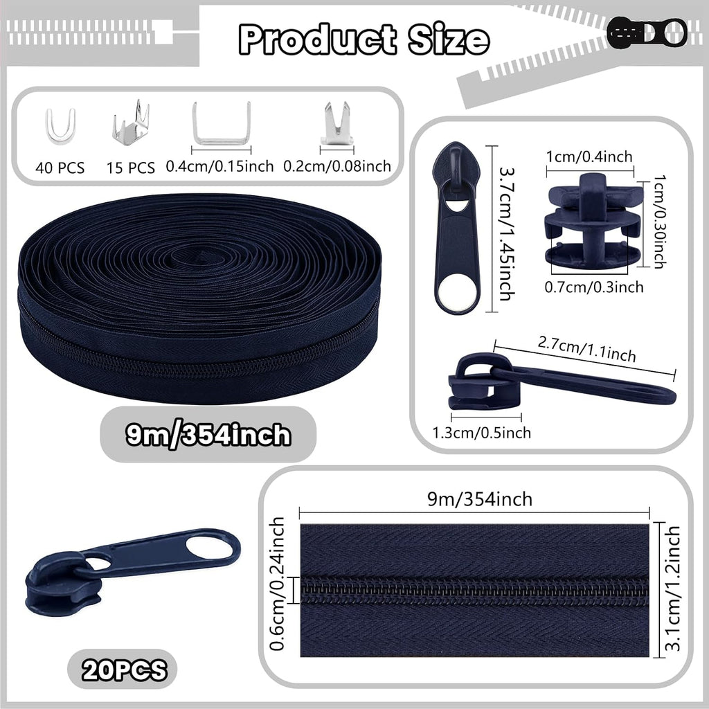 DOITEM 10 Yards Nylon Coil Zipper by The Yards, #5 Bulk Zippers for