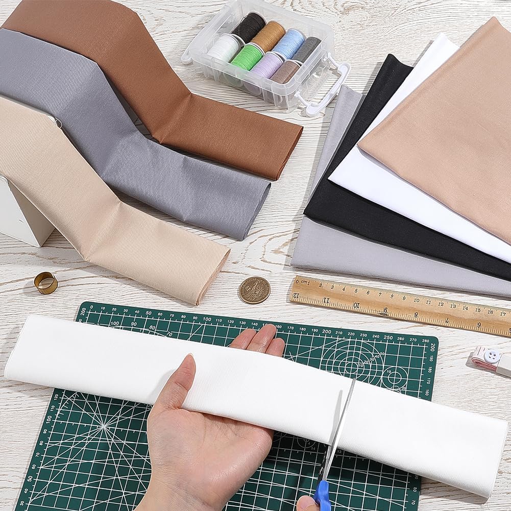 CRASPIRE 8Pcs 100% Cotton Quilting Fabric Bundles Solid Color Brown