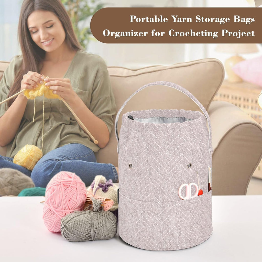 GuoChe Meat Solid Color Crochet Bags Crochet Yarn Storage Portable