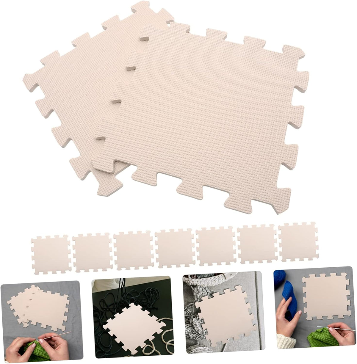 9pcs Knitting Blocking Mat Foam Board Portable Beige Set
