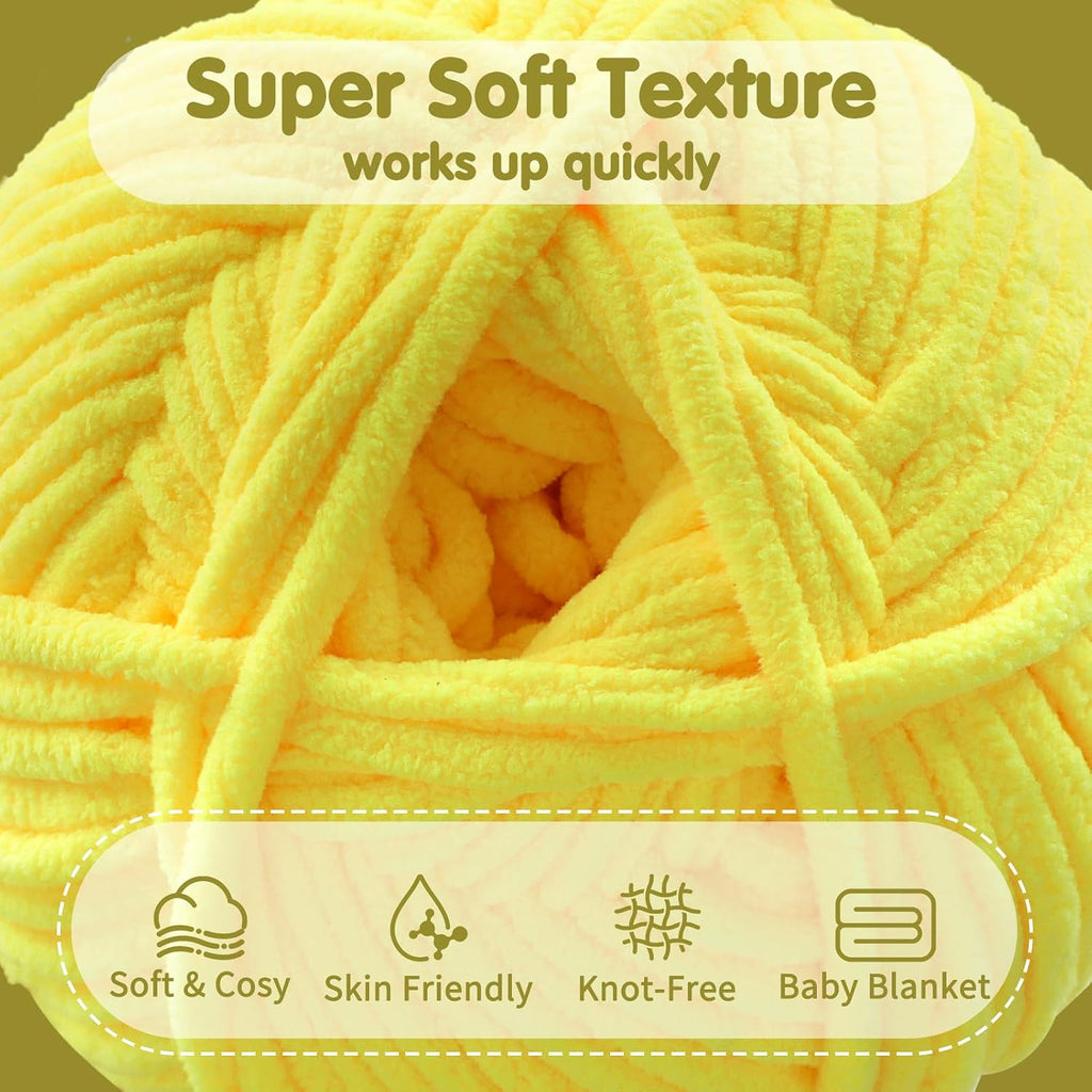6 Super Bulky Chenille Yarn for Crocheting, Orange Chunky Yarn for