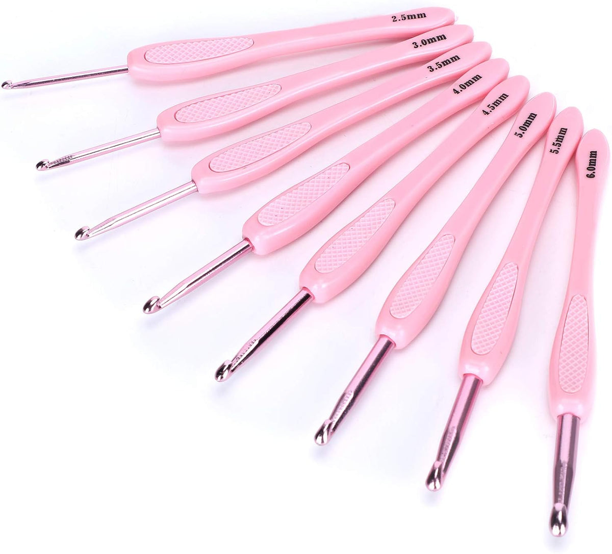 Changor 8pcs Crochet Hooks, Ergonomic Plastic Handle Knitting Needles