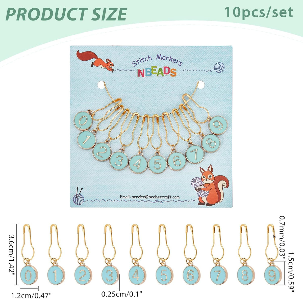 NBEADS 10 Pcs Number 0~9 Stitch Markers, Alloy Enamel Crochet Stitch