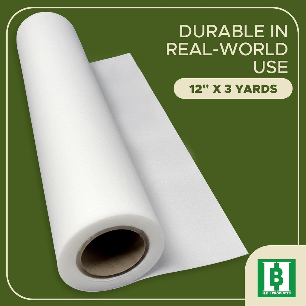 HBI Fusible Fleece Interfacing, Light Iron-On Quilt Batting, 12 in