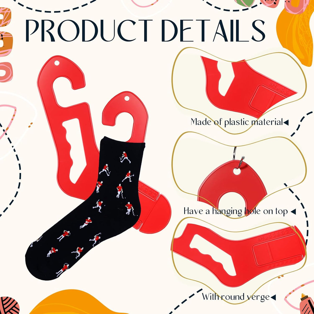 Doublefill 4 Pcs Sock Blockers for Knitting, Adjustable Sock Blockers