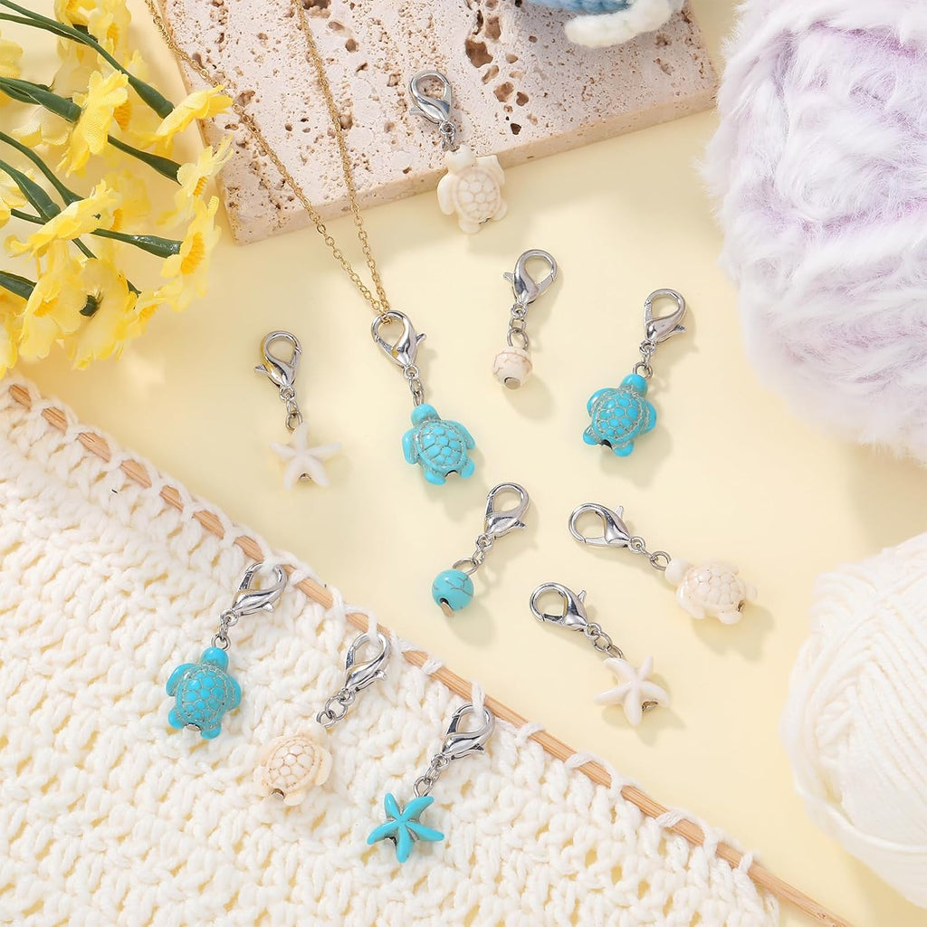 COGCHARGER 60Pcs Turquoise Turtle Starfish Stitch Markers Removable