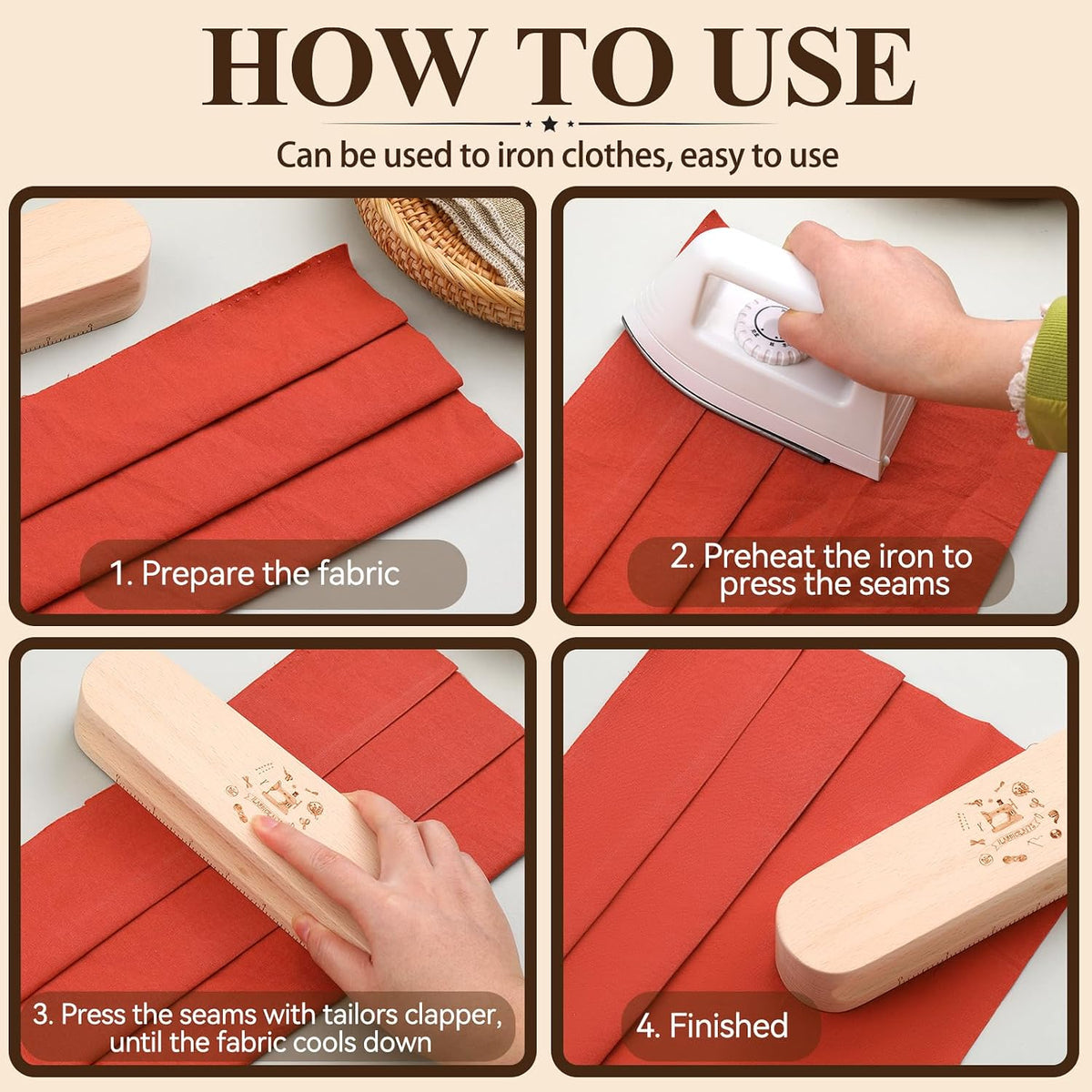 FTEVEN Tailors Clapper for Quilting Tailors Clapper/Quilting Seam