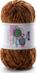 Velvet Chenille Yarn for Crocheting, Brown Baby Blanket Yarn for
