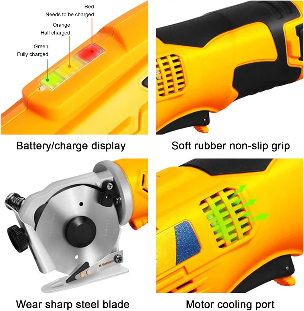 Multi-Layer Electric Rotary Fabric Cutter, Cordless Fabric Scissors