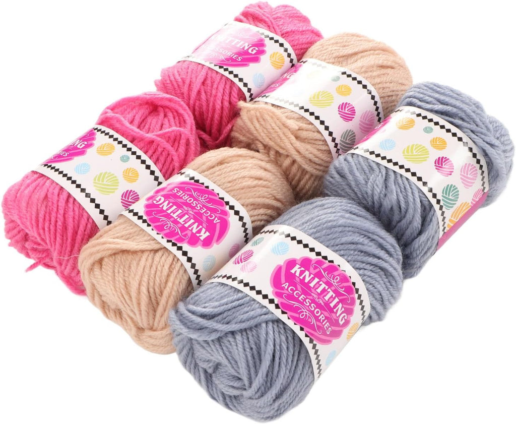6Pcs Crochet Knitting Yarn, Soft Bright Multi Purpose Yarn for