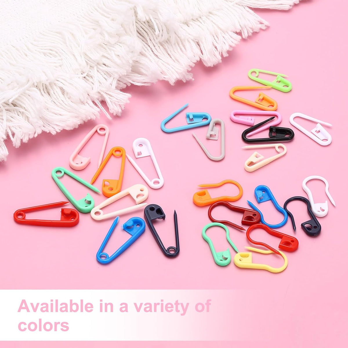 PATIKIL 50pcs Plastic Safety Pins 0.9" Knitting Markers Crochet Clip