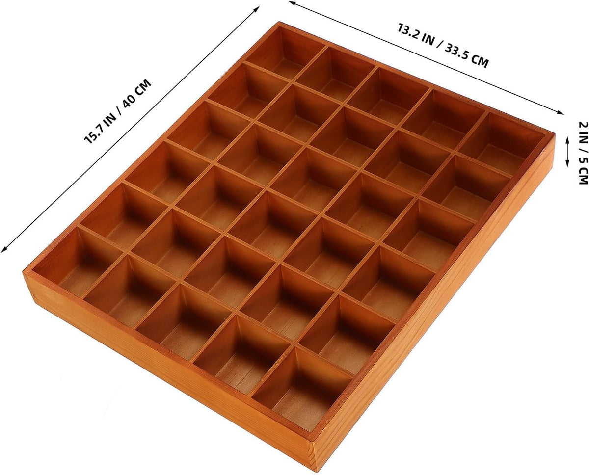 Compartment Wooden Storage Tray Organizer for Jewelry Earrings and Tea