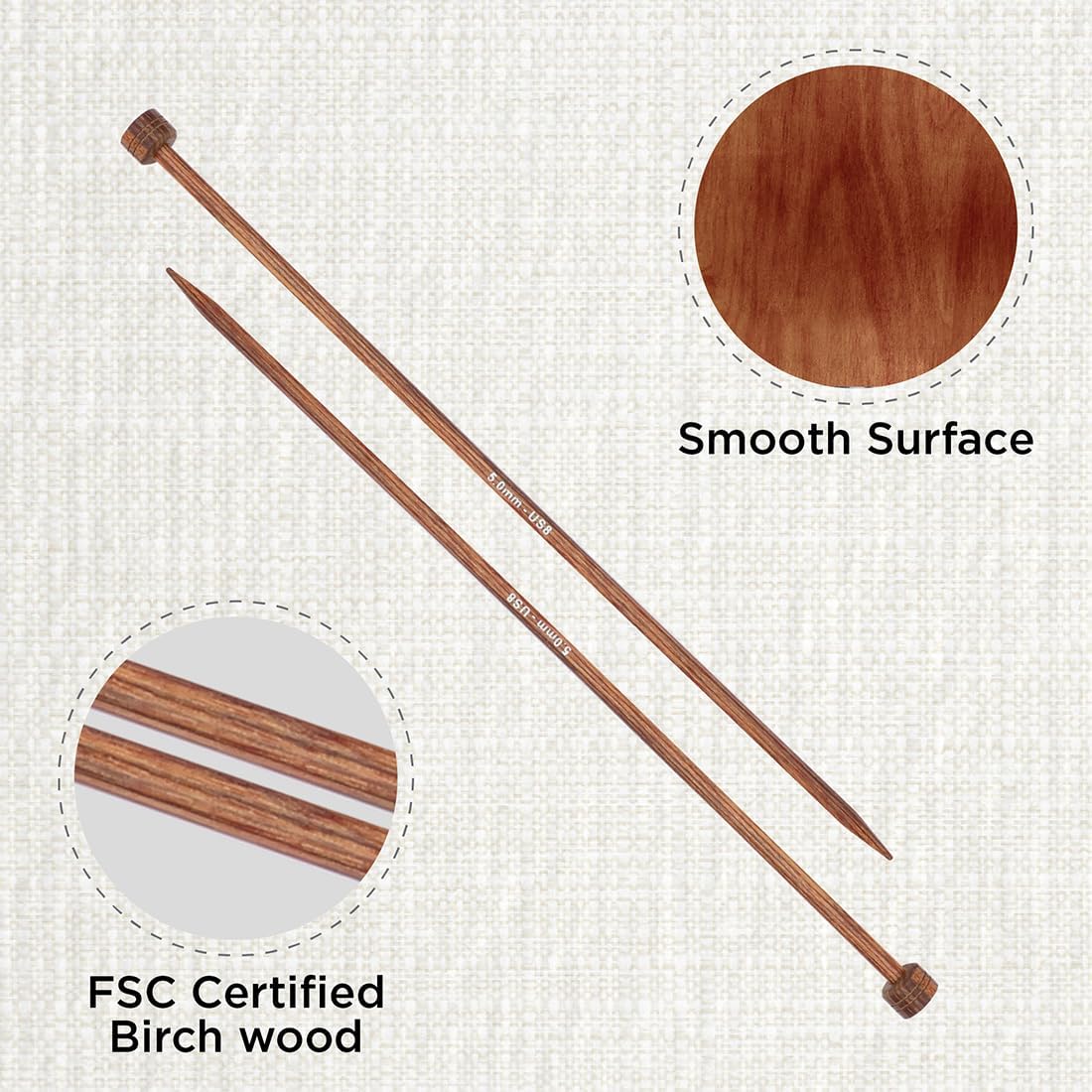 KnitPro Ginger Single Pointed Needles 10" (25cm) | US Size 8 (5mm)