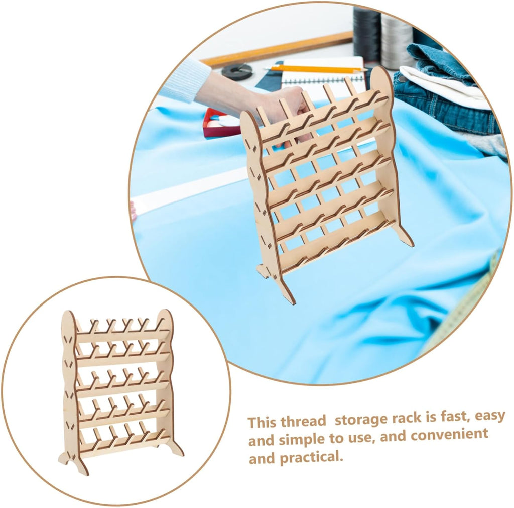 LIOOBO Wooden Thread Spool Rack for Sewing Braiding Craft Embroidery