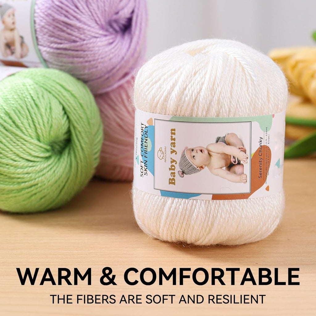 Baby Knitted Yarn - Merino Wool 10%, Cotton 40%, Nylon 50% Blended