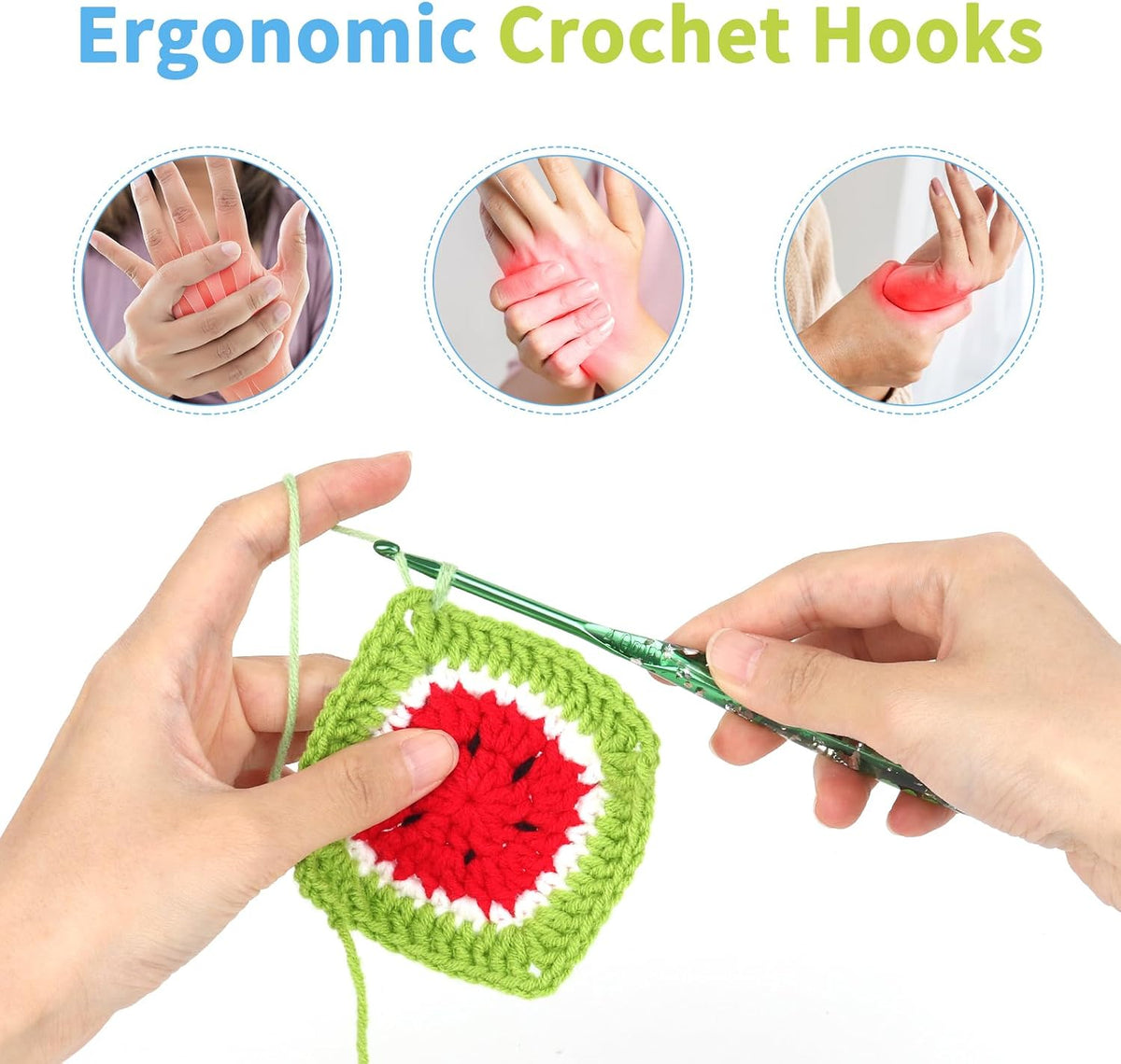 Coopay Crochet Hooks, 3mm Ergonomic Crochet Hook with Floral Plastic