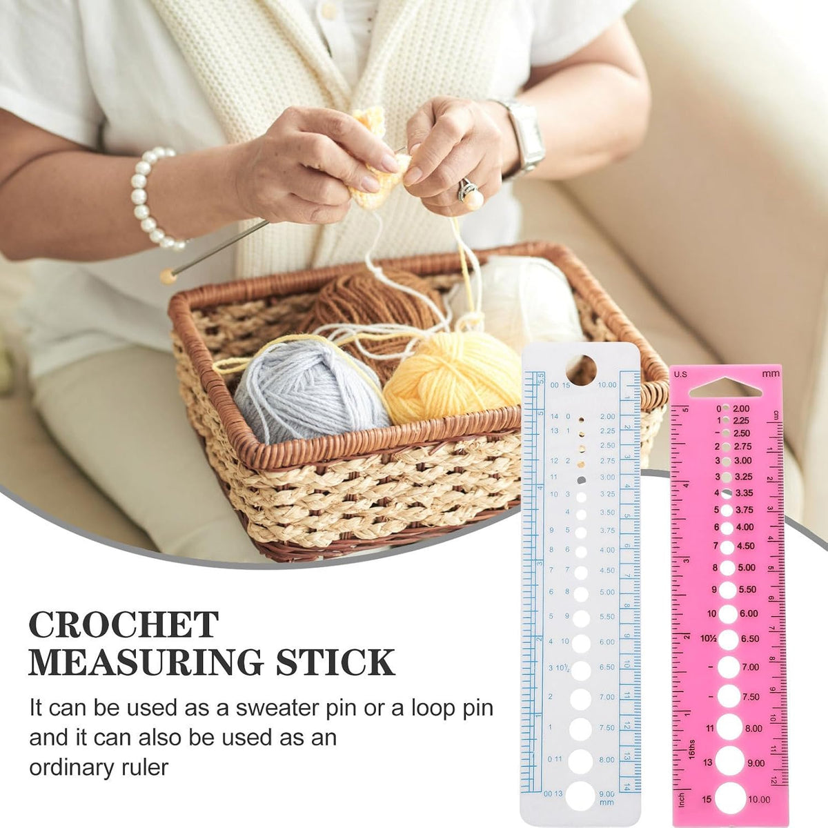4pcs Knitting Needle Gauge Ruler for Crochet Hooks and Sweater Needles