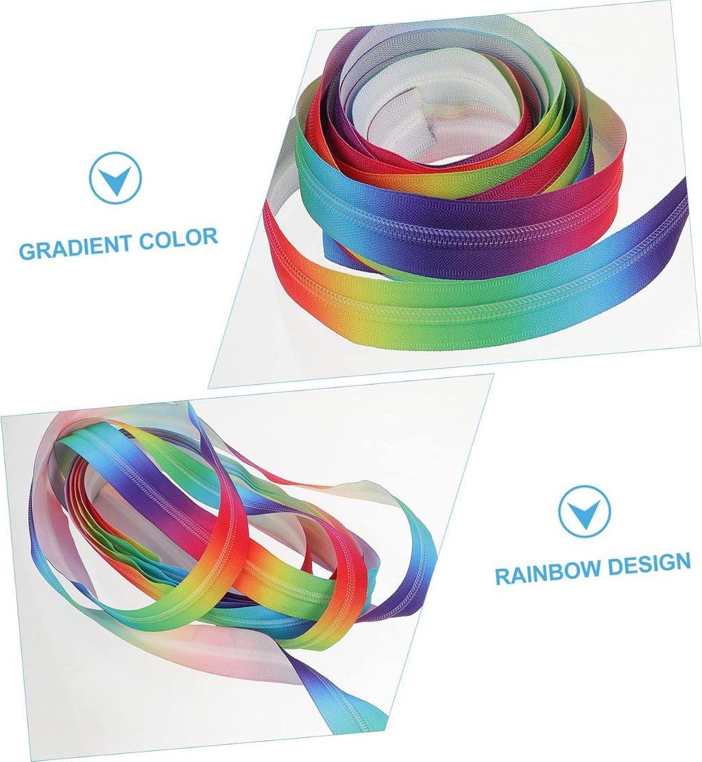 Rainbow Nylon Coil Zipper, Cut to Length for Hoodies and Suitcases