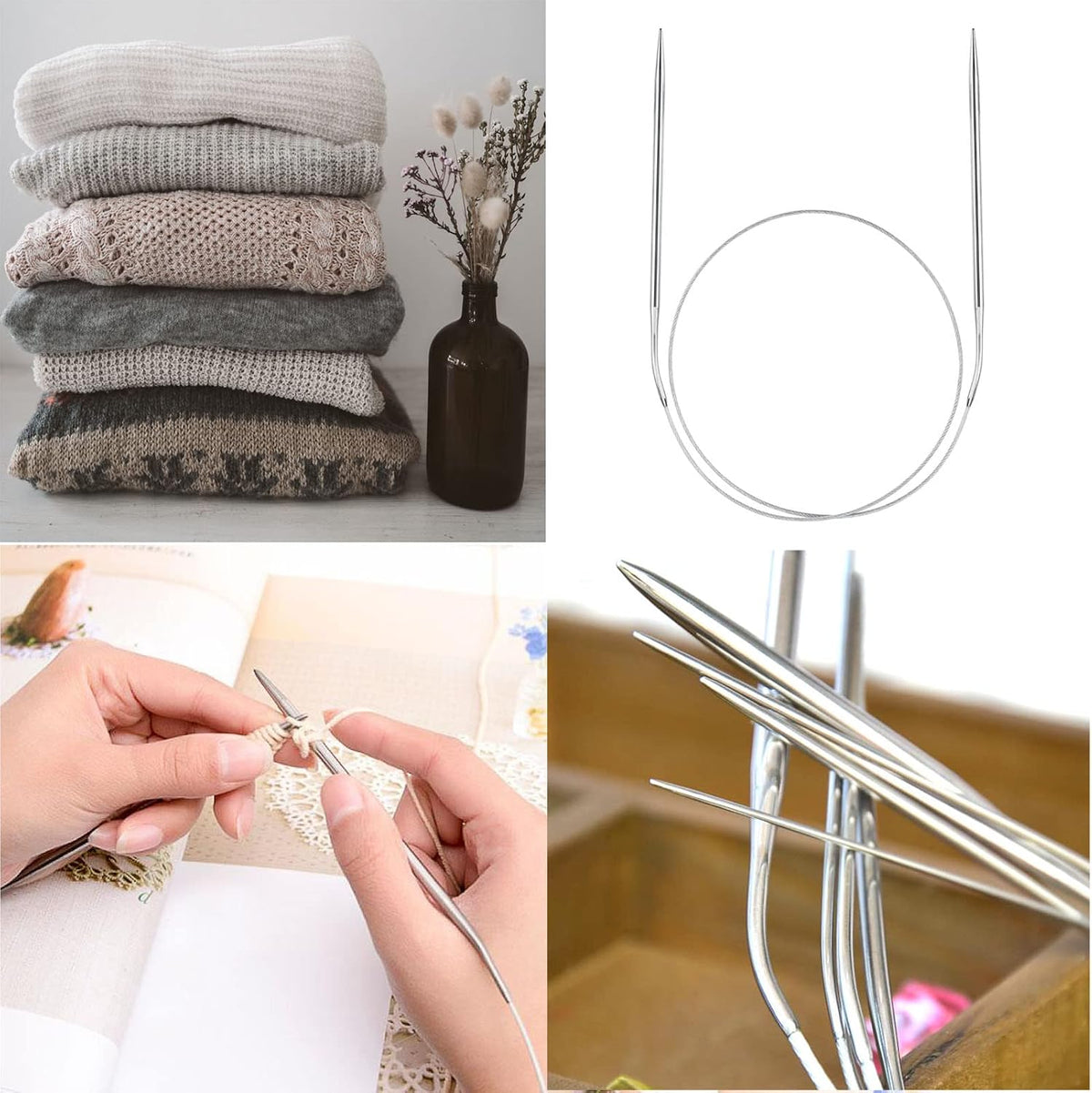 Circular Knitting Needles Set, Stainless Steel Round Knitting Needles