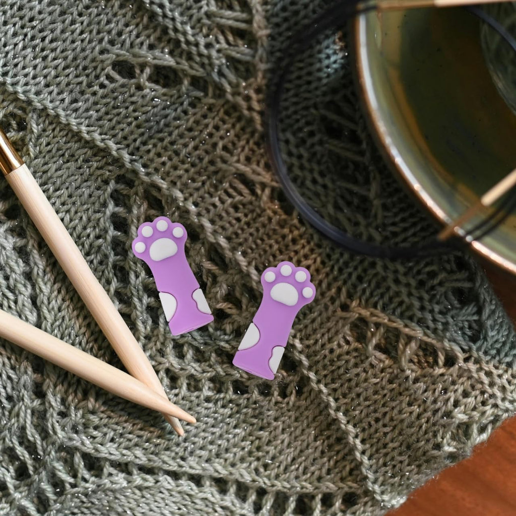 ARTIBETTER 10pcs Cat Paw Knitting Needle Stoppers Soft Silicone Needle